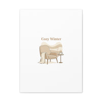 Cozy Winter minimal line art Canvas | Slow Life, soft life neutral wall decor