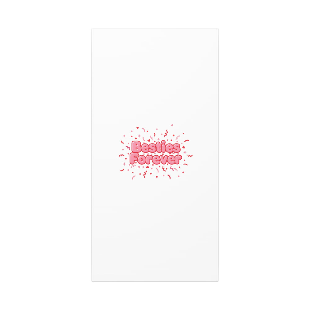 Besties Forever Canvas | Galentine’s Friendship Wall Art, Pink Confetti