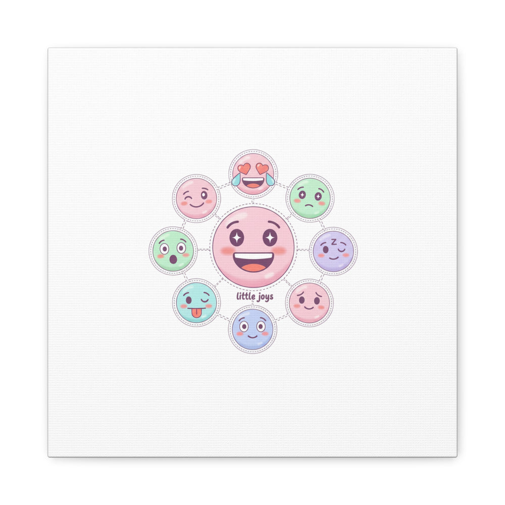 Hand-Drawn Emoticon Sticker Pattern Canvas | Cute Emoji Repeat Print