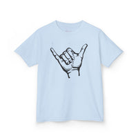 Gildan 5000B | Kids' Shaka Hand "Hang Loose" Graphic Tee – Soft Cotton Youth T-Shirt
