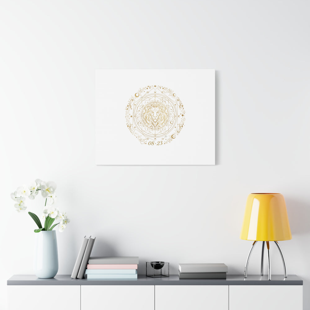 Gold Leo Zodiac Canvas, Astrological Constellation Art | Metallic Lion Wall Art