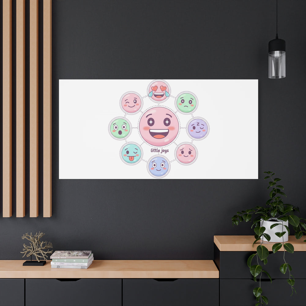 Hand-Drawn Emoticon Sticker Pattern Canvas | Cute Emoji Repeat Print