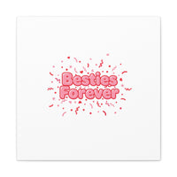 Besties Forever Canvas | Galentine’s Friendship Wall Art, Pink Confetti
