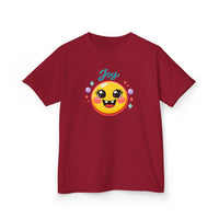 Gildan 5000B | Kids’ "Joy" Smiley Face Tee – Vibrant Graphic Cotton T-Shirt | Joyful Smiley Kids’ T-Shirt – Unisex Summer Apparel | Joy Graphic Tee for Kids – Soft Summer Cotton T-Shirt