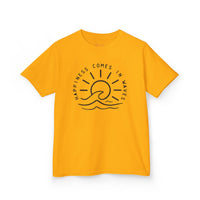 Gildan 5000B | Kids' "Happiness Comes in Waves" Graphic Tee – Soft & Breathable Summer Beach T-Shirt