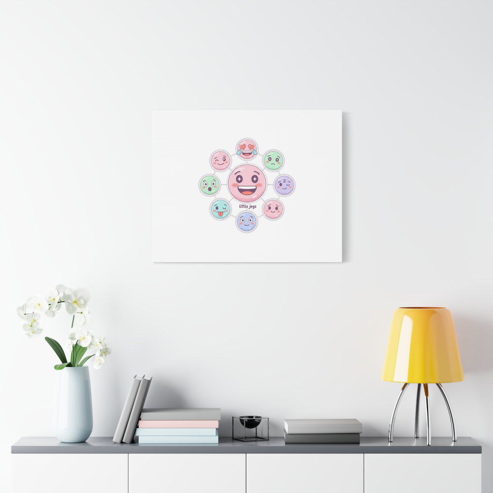 Hand-Drawn Emoticon Sticker Pattern Canvas | Cute Emoji Repeat Print