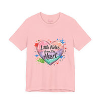 Bella+Canvas 3001 | "Little Notes from the Heart" Heart-Shaped Aesthetic T-Shirt | Little Notes from the Heart Tee | hand‑drawn marker effect, doodle art