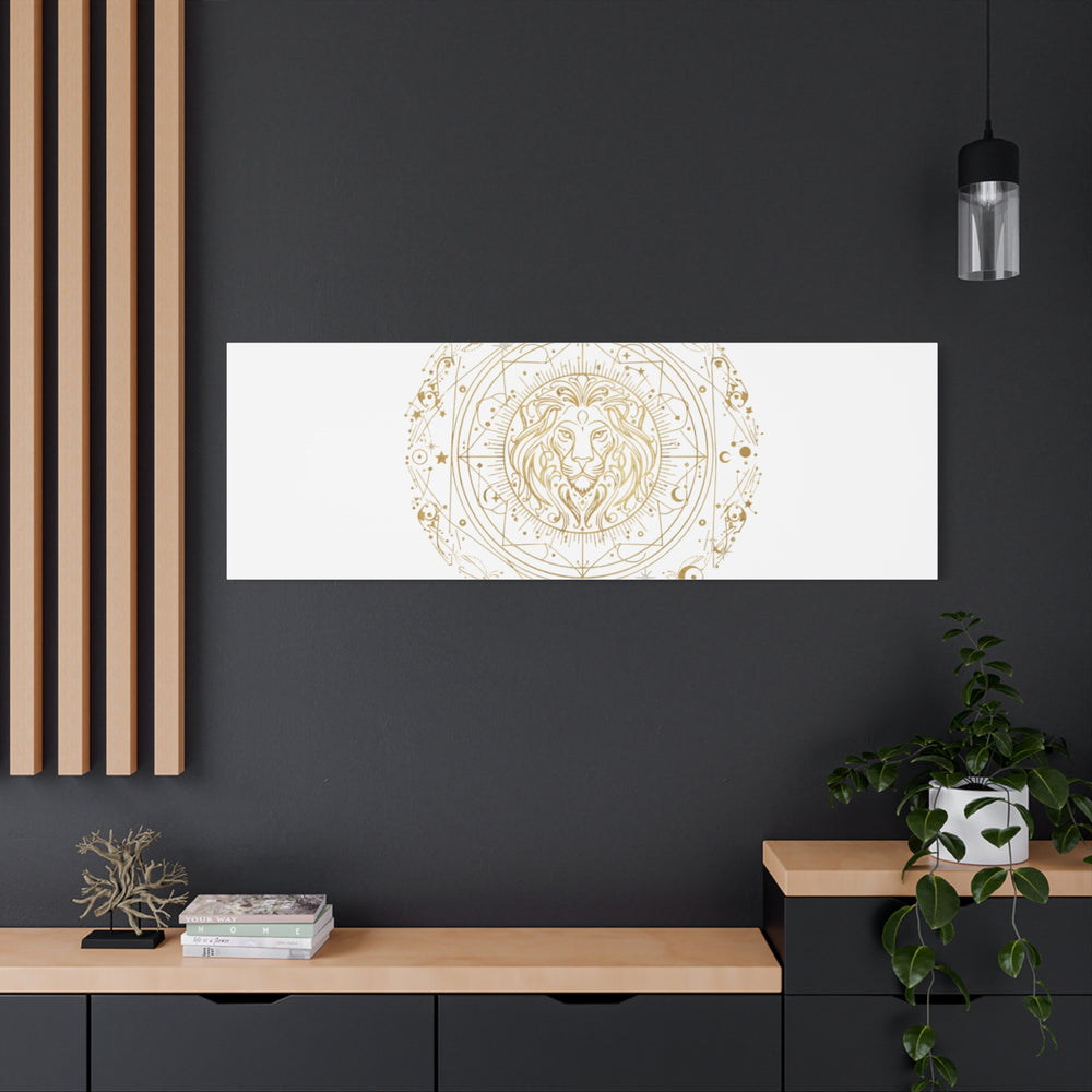 Gold Leo Zodiac Canvas, Astrological Constellation Art | Metallic Lion Wall Art