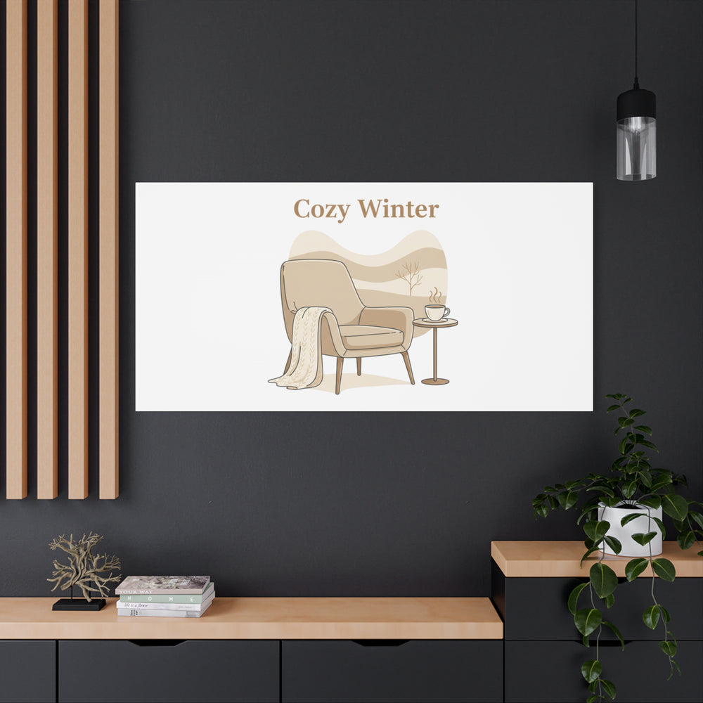 Cozy Winter minimal line art Canvas | Slow Life, soft life neutral wall decor