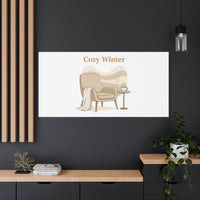 Cozy Winter minimal line art Canvas | Slow Life, soft life neutral wall decor