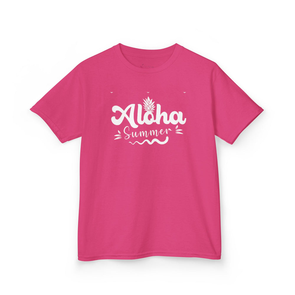Gildan 5000B | Kids' "Aloha Summer" Graphic Tee – Soft Cotton Beach & Vacation T-Shirt