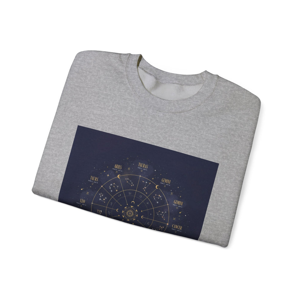 Zodiac Constellation Wheel Sweatshirt | Astrology, Cosmic Gold Accents