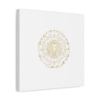 Gold Leo Zodiac Canvas, Astrological Constellation Art | Metallic Lion Wall Art