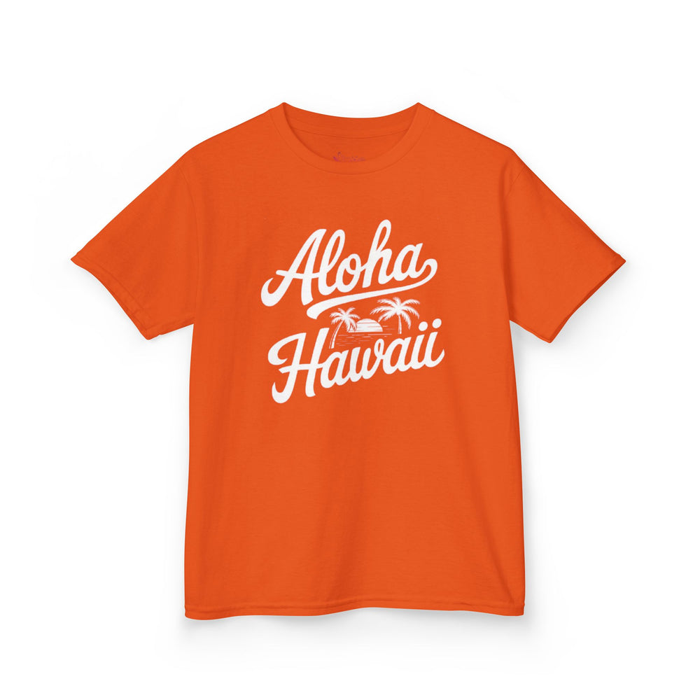 Gildan 5000B | Kids’ Tropical Vibes "Aloha Hawaii" Graphic Tee – Soft Cotton Summer T-Shirt