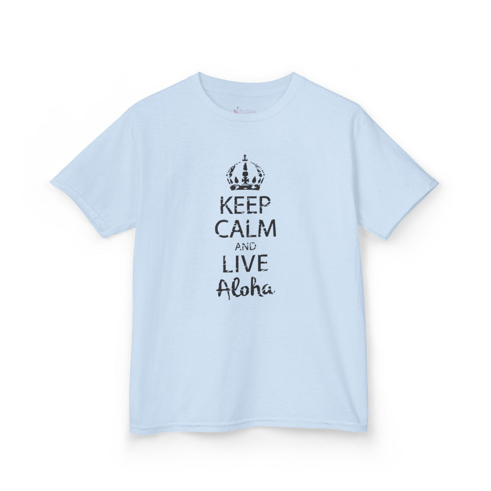 Gildan 5000B | Kids’ "Keep Calm and Live Aloha" Premium Cotton T-Shirt – Comfortable Summer Tee
