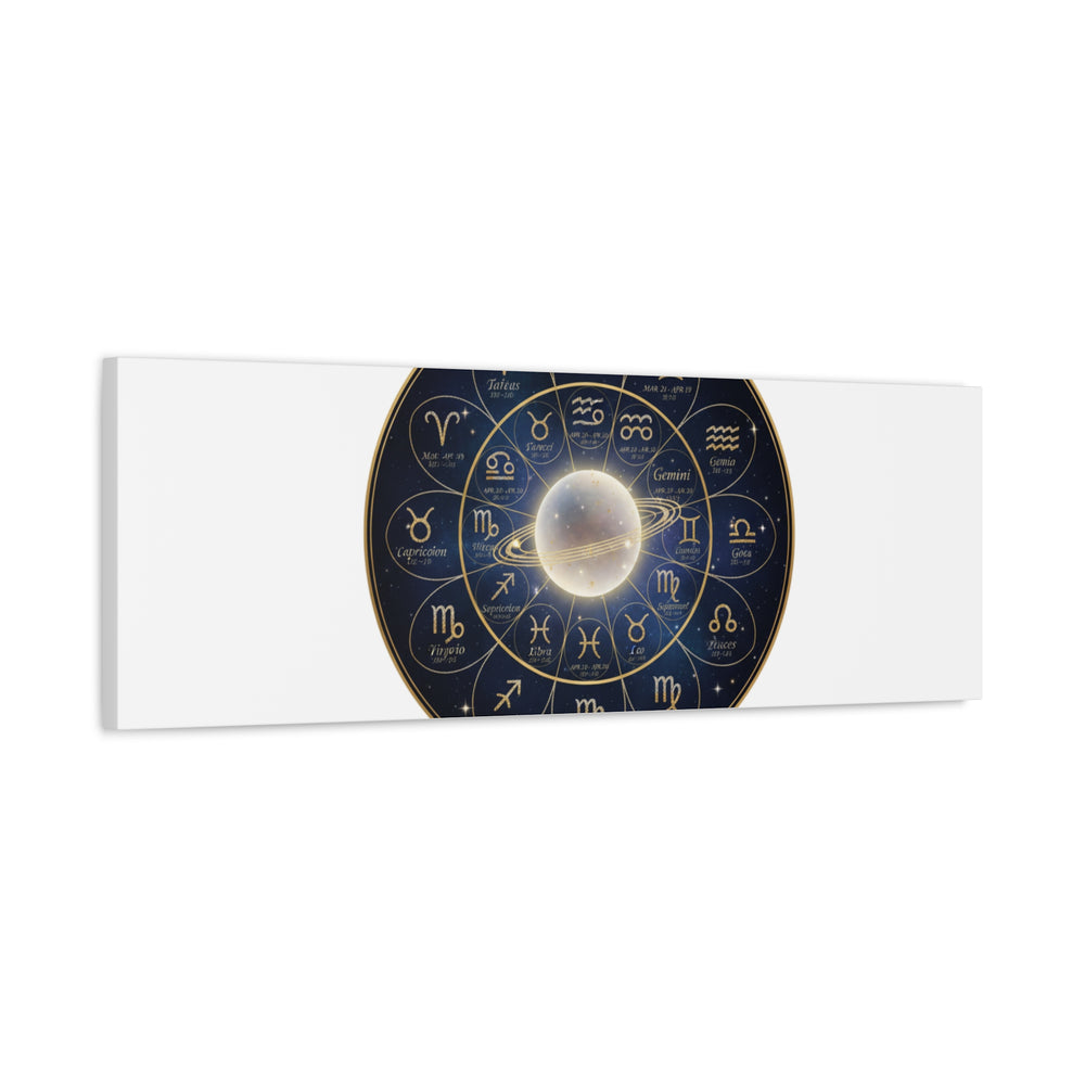 Zodiac Constellation Wheel Canvas, Astrology Art Print | Gold Foil Galaxy