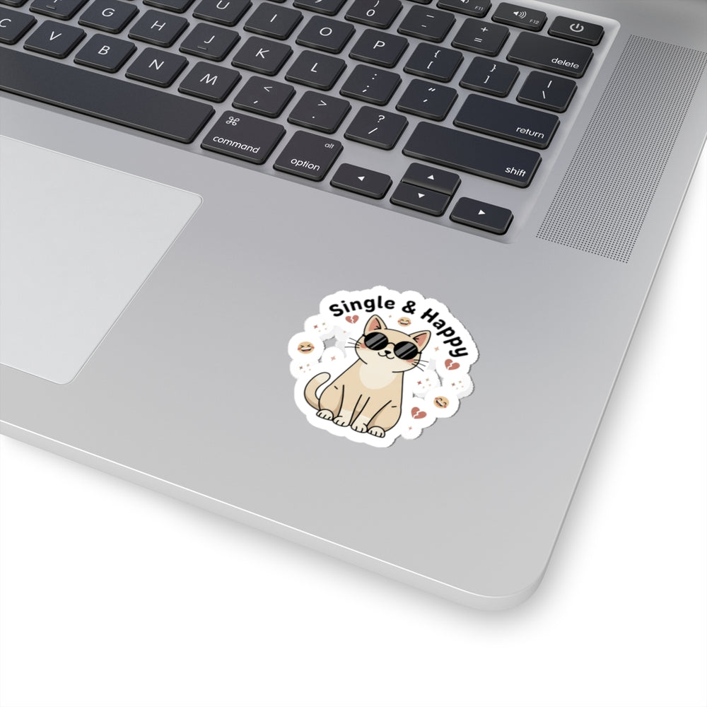 Single & Happy Sticker | Anti Valentine, Cute Cynic kiss-cut