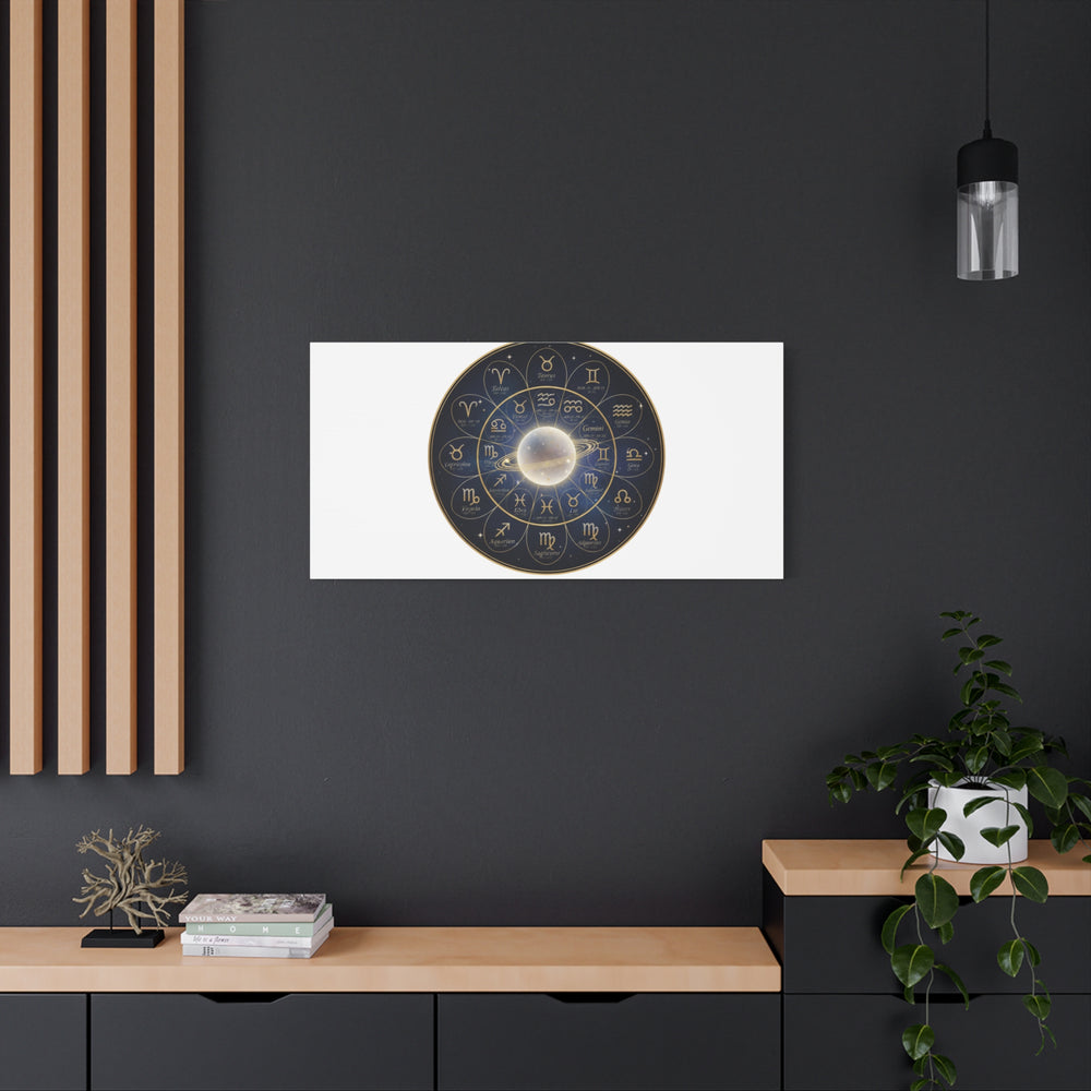 Zodiac Constellation Wheel Canvas, Astrology Art Print | Gold Foil Galaxy