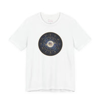 Bella+Canvas3001 | Zodiac Constellation Wheel T-Shirt | Astrology Circle, Cosmic Gold Accents