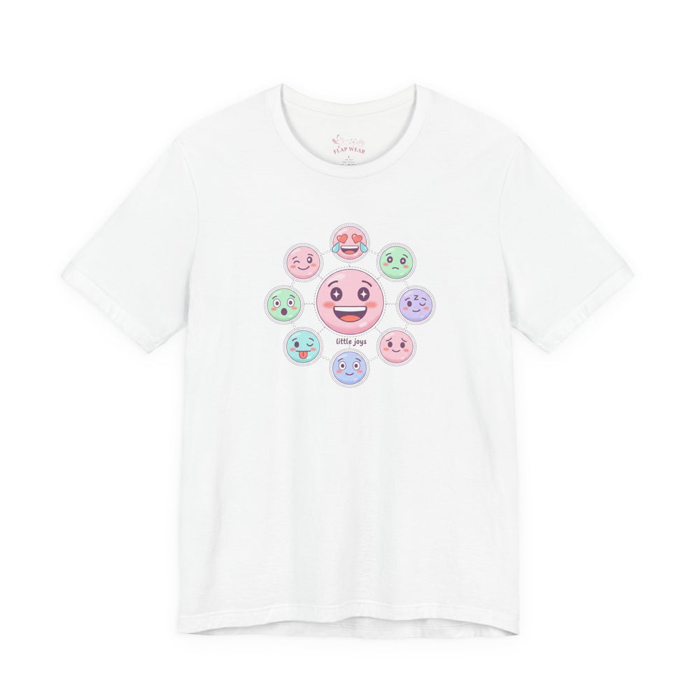 Bella+Canvas3001 | Hand-Drawn Emoticon Pattern Tee | Cute Emoji Sticker Repeat Print