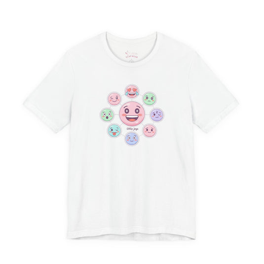 Bella+Canvas3001 | Hand-Drawn Emoticon Pattern Tee | Cute Emoji Sticker Repeat Print