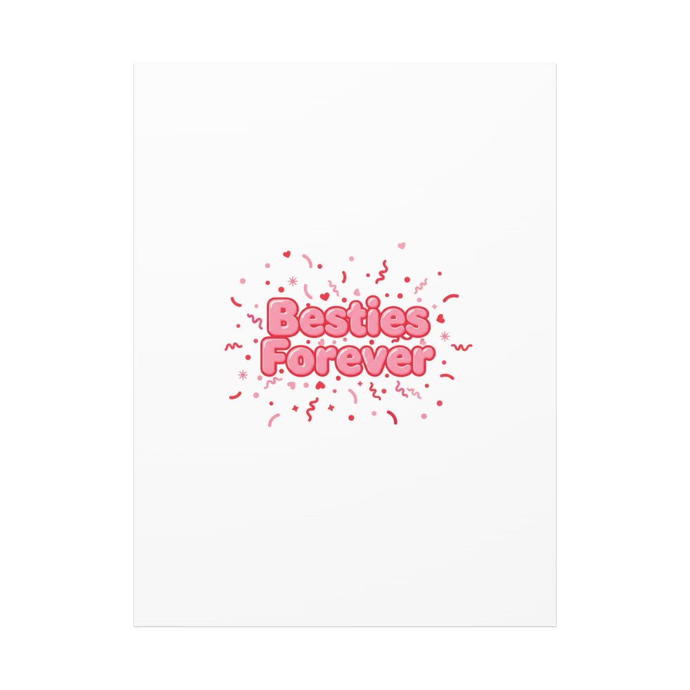Besties Forever Canvas | Galentine’s Friendship Wall Art, Pink Confetti