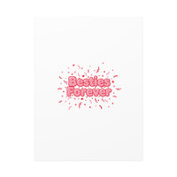 Besties Forever Canvas | Galentine’s Friendship Wall Art, Pink Confetti