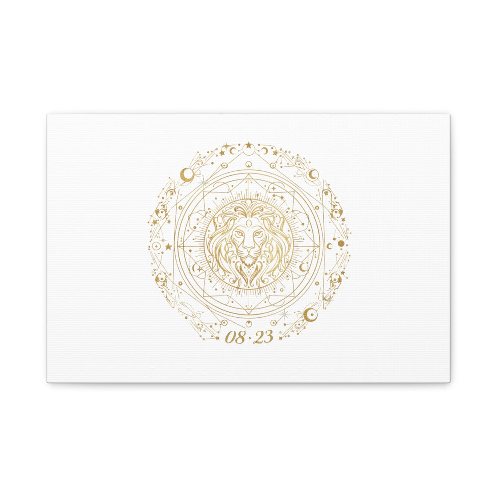 Gold Leo Zodiac Canvas, Astrological Constellation Art | Metallic Lion Wall Art