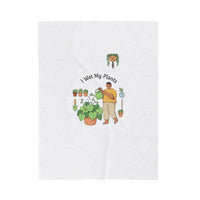 I Wet My Plants Velveteen Blanket | Plant Parent Humor, Sage Cream