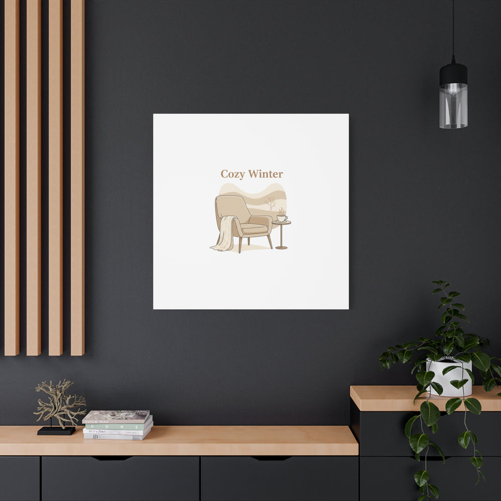 Cozy Winter minimal line art Canvas | Slow Life, soft life neutral wall decor