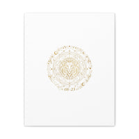 Gold Leo Zodiac Canvas, Astrological Constellation Art | Metallic Lion Wall Art