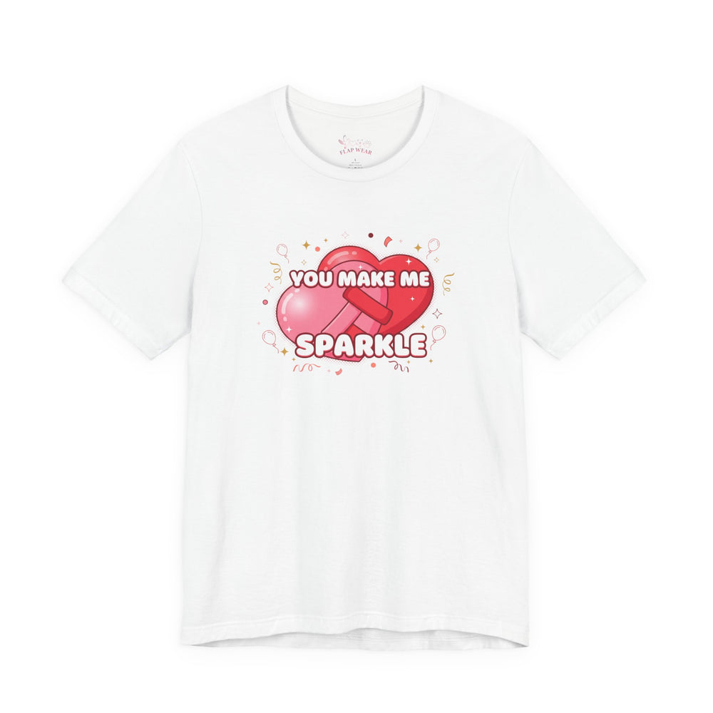 Bella+Canvas3001 | You Make Me Sparkle T-Shirt | Galentine's Friendship Tee, Pink Heart Design