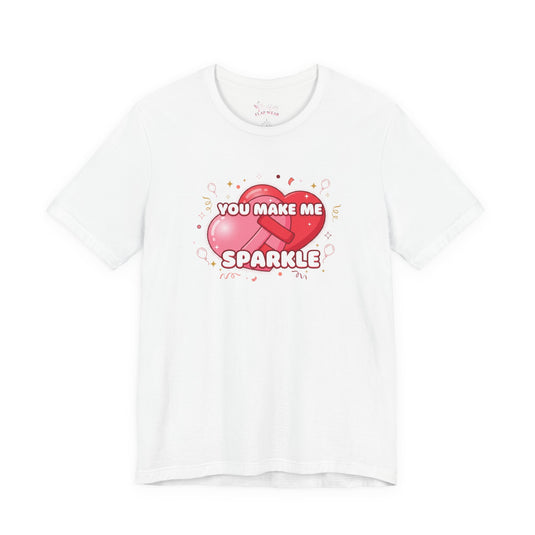 Bella+Canvas3001 | You Make Me Sparkle T-Shirt | Galentine's Friendship Tee, Pink Heart Design