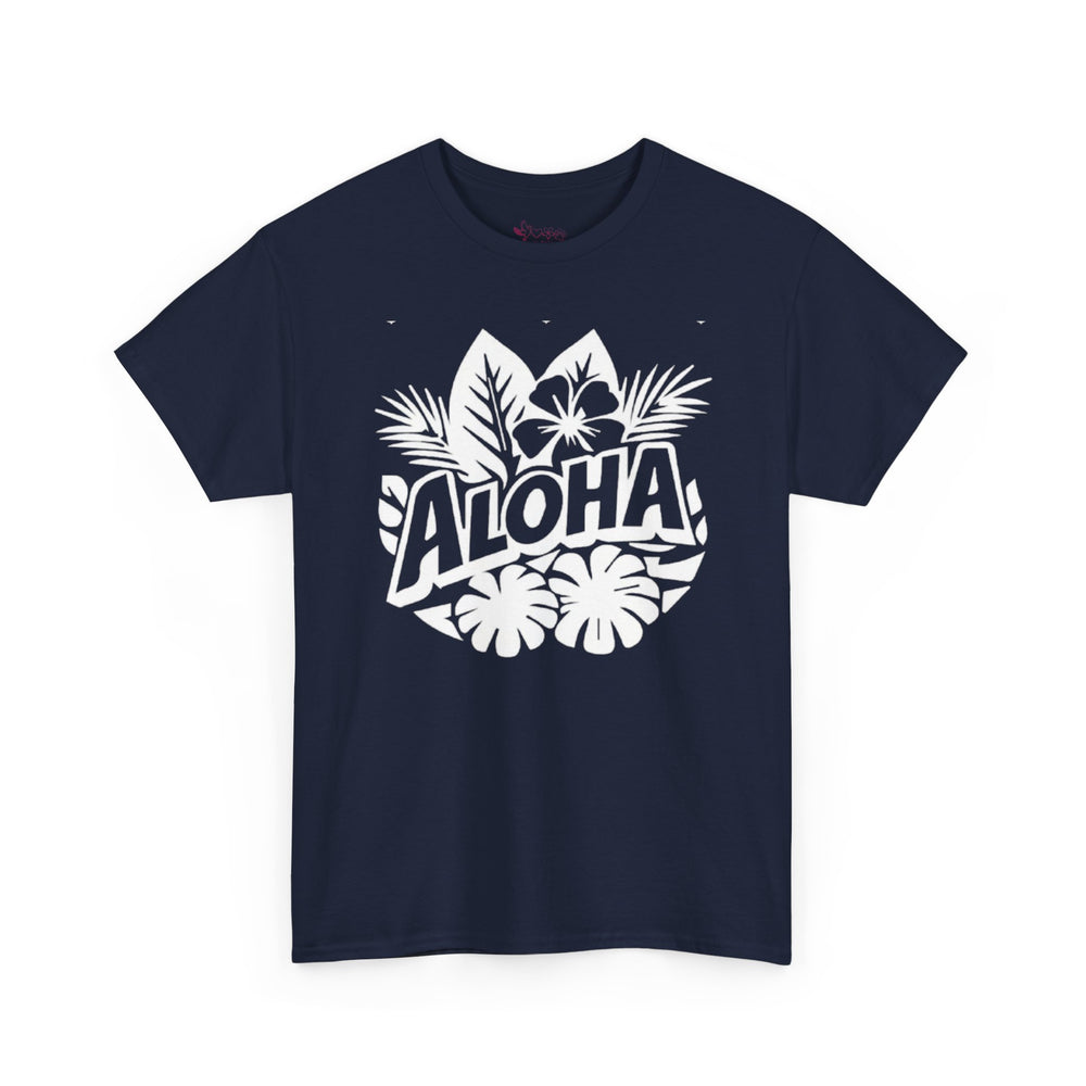 Gildan 5000 | Aloha Floral Hibiscus T-Shirt - Tropical Botanical Graphic Tee - Hawaiian Summer Aesthetic Shirt