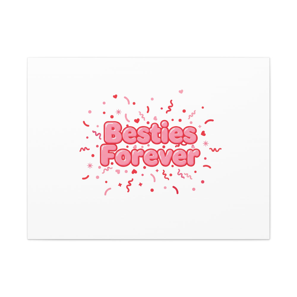 Besties Forever Canvas | Galentine’s Friendship Wall Art, Pink Confetti