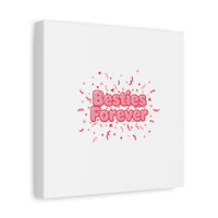 Besties Forever Canvas | Galentine’s Friendship Wall Art, Pink Confetti