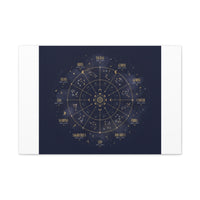 Gold Zodiac Wheel Canvas | Astrology Constellation Art, Cosmic Wall Print