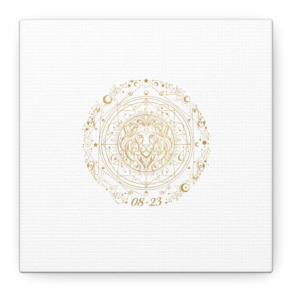 Gold Leo Zodiac Canvas, Astrological Constellation Art | Metallic Lion Wall Art