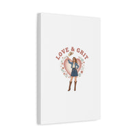 Love & Grit Canvas, Western Valentine Cowgirl Heart Poster | Cowboy Valentine