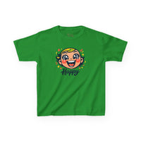 Gildan 5000B | "Happy" Tee: Kids' Retro Cartoon Happy Face T-Shirt – Soft & Vibrant | Toddler & Youth "Happy" Graphic Tee – Cute Character Design | Super Happy Kids’ Cotton T-Shirt – Comfortable...