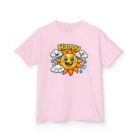 Gildan 5000B | Kids' Happy Sun & Smiling Clouds Graphic Tee – Vibrant Summer Mood T-Shirt