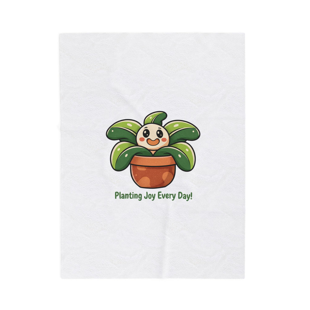 Planting Joy Every Day Blanket | Plant Parent Humor, Sage Cream Botanical Doodle