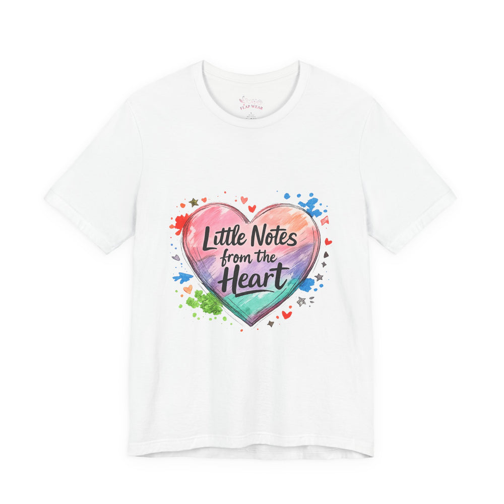 Bella+Canvas 3001 | "Little Notes from the Heart" Heart-Shaped Aesthetic T-Shirt | Little Notes from the Heart Tee | hand‑drawn marker effect, doodle art