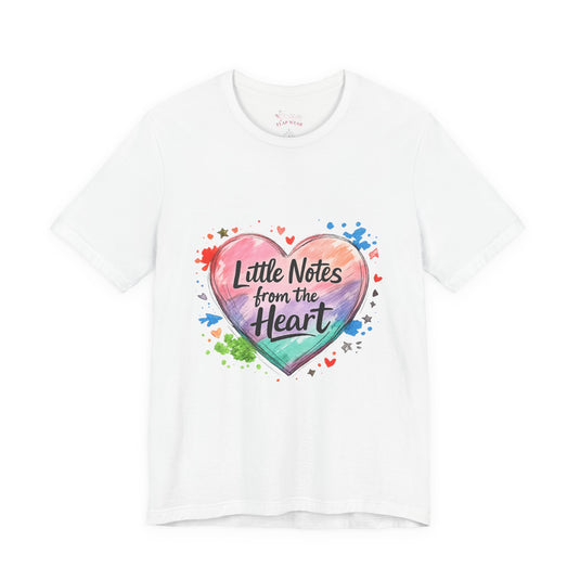 Bella+Canvas 3001 | "Little Notes from the Heart" Heart-Shaped Aesthetic T-Shirt | Little Notes from the Heart Tee | hand‑drawn marker effect, doodle art