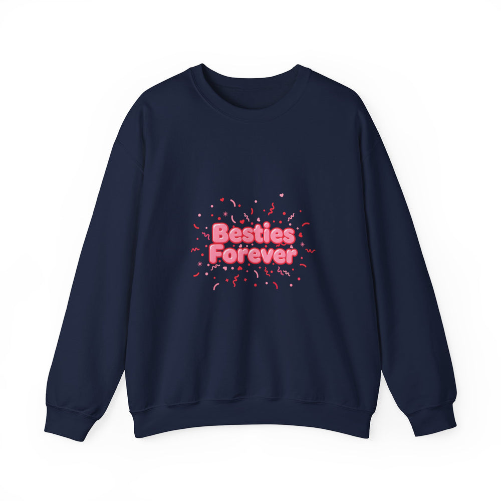 Besties Forever Sweatshirt | Galentine's Friendship Crewneck, Pink Chunky Type