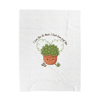 I Love You So Much Leaf Pun Velveteen Blanket | Plant Parent Humor, Sage Cream