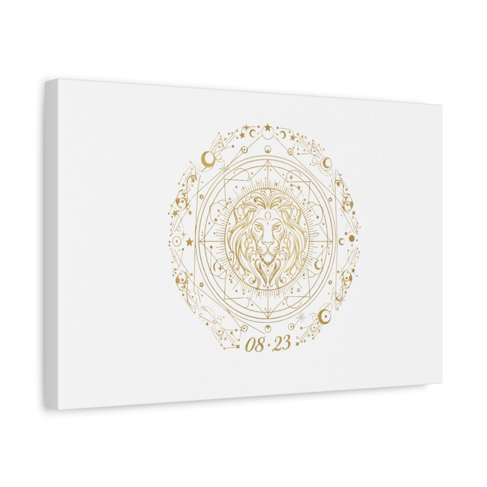 Gold Leo Zodiac Canvas, Astrological Constellation Art | Metallic Lion Wall Art