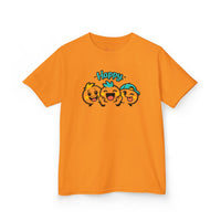 Gildan 5000B | "Happy Trio" Kids' Premium Cotton Graphic Tee | Little Smiles & Winks – Fun Cartoon Kids’ T-Shirt | Joyful Friends Unisex Kids' Summer Graphic Tee