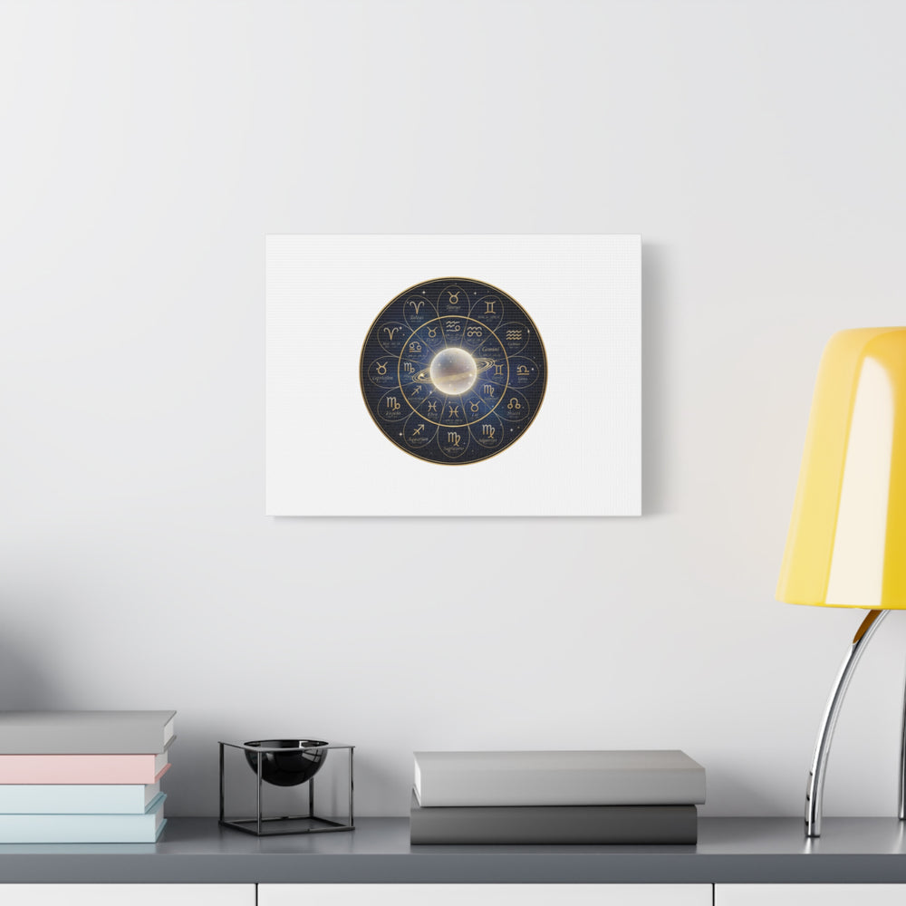 Zodiac Constellation Wheel Canvas, Astrology Art Print | Gold Foil Galaxy