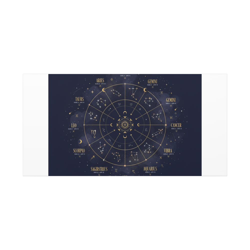 Gold Zodiac Wheel Canvas | Astrology Constellation Art, Cosmic Wall Print